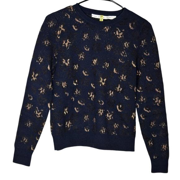 & Other Stories Navy Leopard Print Jacquard Pullover Sweater Women's XS - Picture 2 of 6